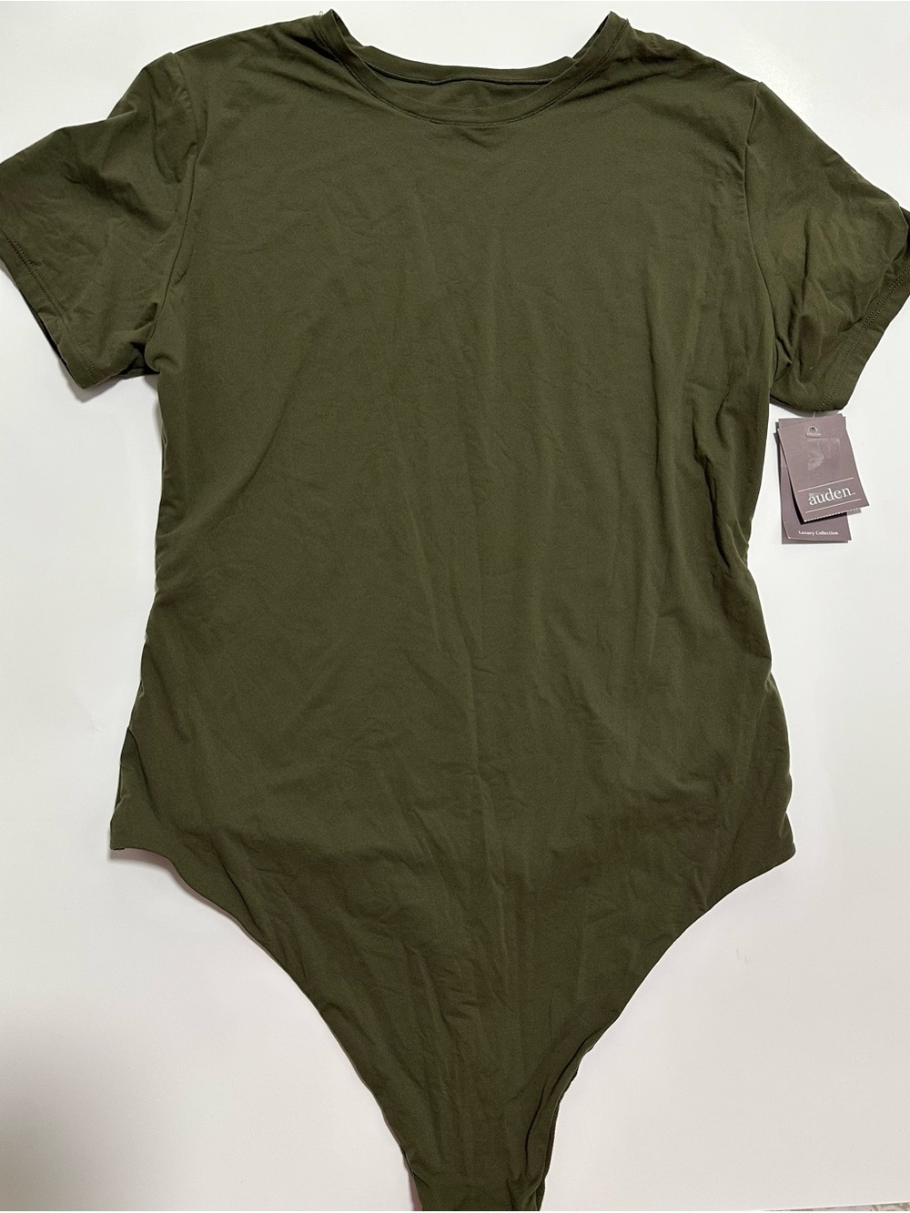 Auden Olive Green Short Sleeve Scoop Neck Bodysuit